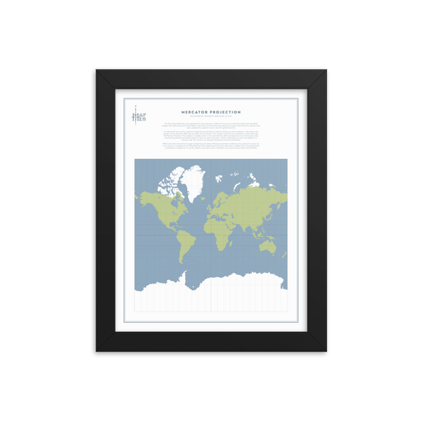 Map Men Framed Map - Mercator Projection