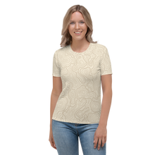 Load image into Gallery viewer, All Over Print T-Shirt - topographical map (beige)