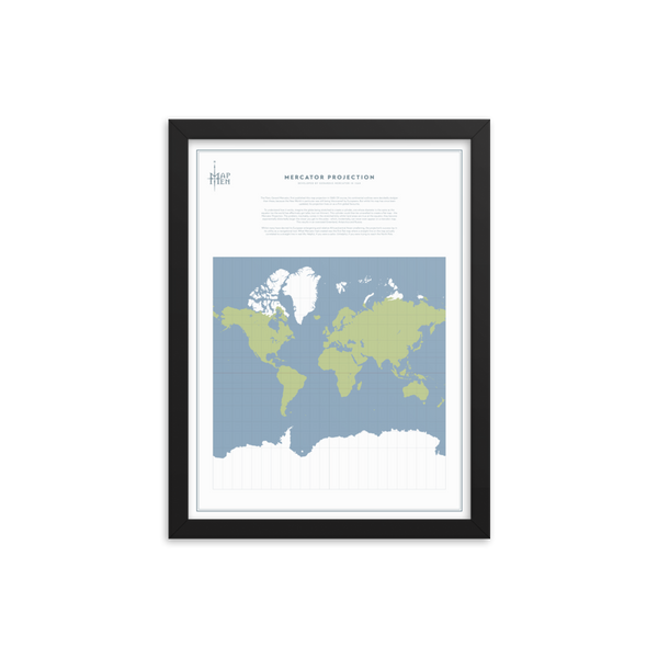 Map Men Framed Map - Mercator Projection