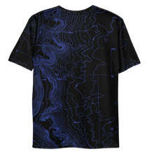 Load image into Gallery viewer, All Over Print T-Shirt - map contours (blue)