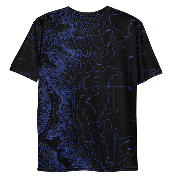 All Over Print T-Shirt - map contours (blue)