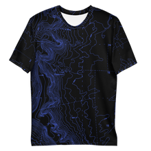 Load image into Gallery viewer, All Over Print T-Shirt - map contours (blue)