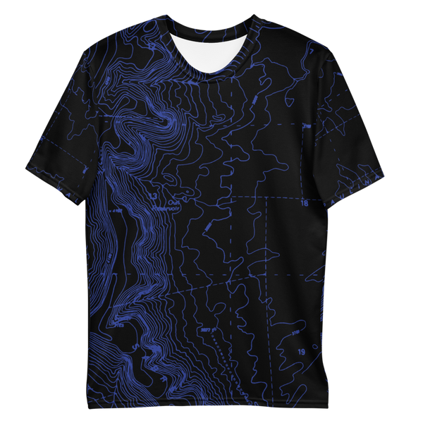 All Over Print T-Shirt - map contours (blue)
