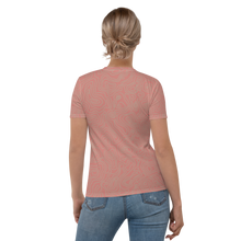 Load image into Gallery viewer, All Over Print T-Shirt - topographical map (pink)