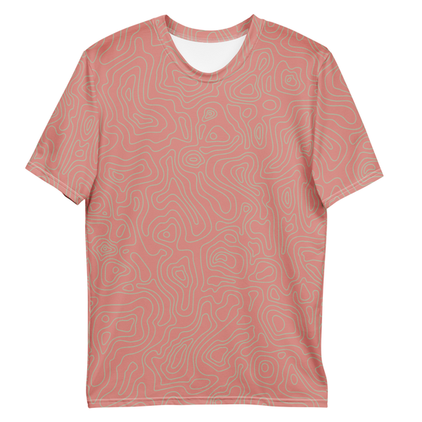 All Over Print T-Shirt - topographical map (pink)