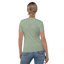 Load image into Gallery viewer, All Over Print T-Shirt - topographical map (green)