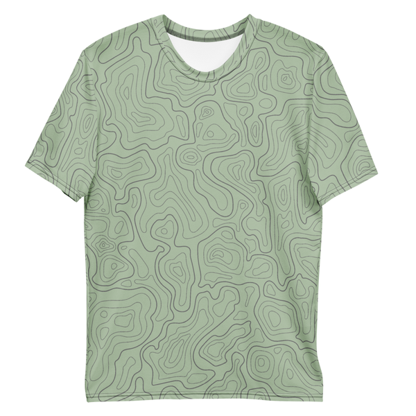 All Over Print T-Shirt - topographical map (green)