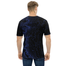 Load image into Gallery viewer, All Over Print T-Shirt - map contours (blue)
