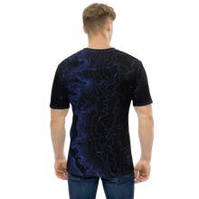 Load image into Gallery viewer, All Over Print T-Shirt - map contours (blue)
