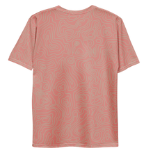 Load image into Gallery viewer, All Over Print T-Shirt - topographical map (pink)