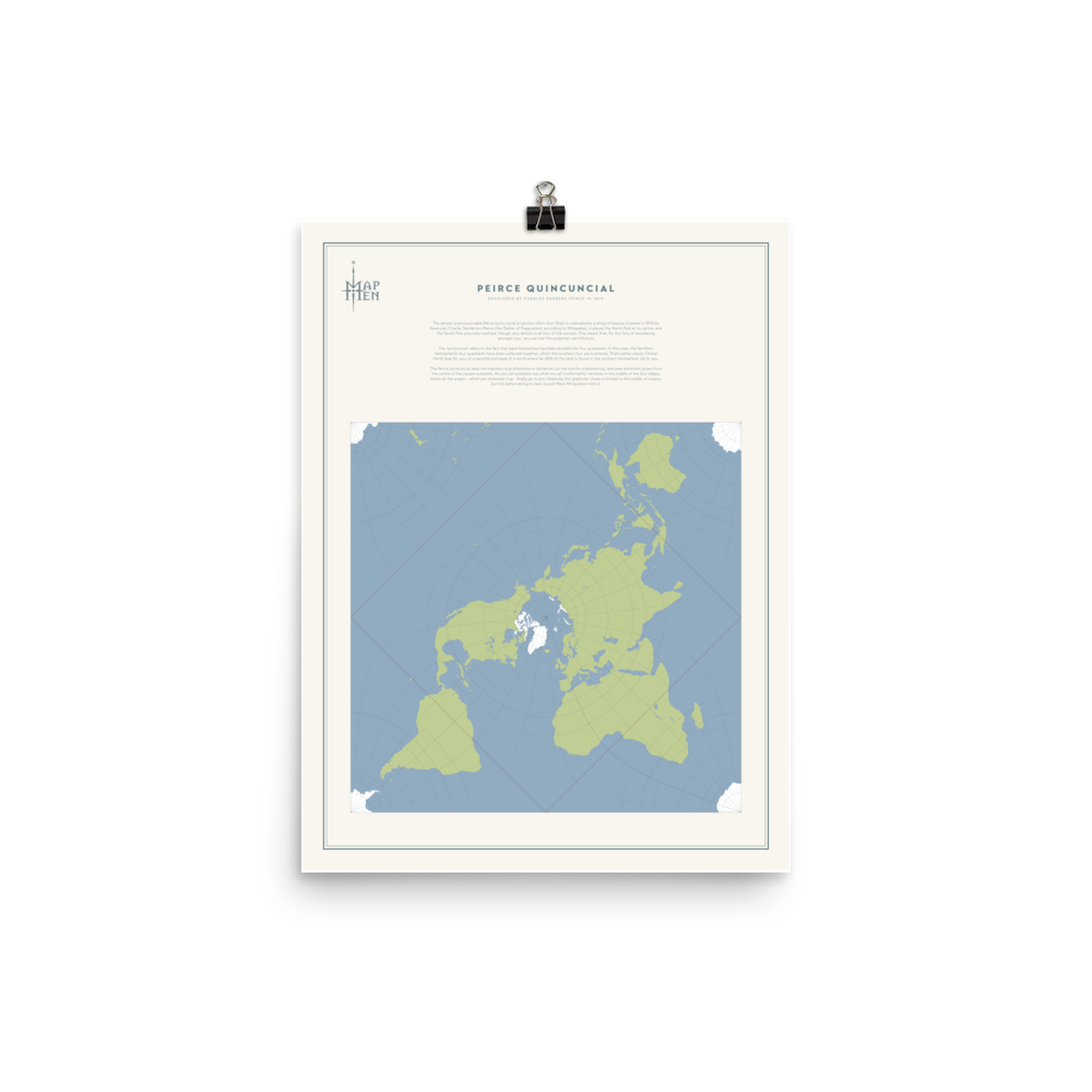 Map Men Poster - Peirce Projection