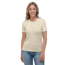 Load image into Gallery viewer, All Over Print T-Shirt - topographical map (beige)
