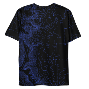 All Over Print T-Shirt - map contours (blue)