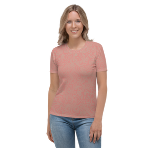 All Over Print T-Shirt - topographical map (pink)