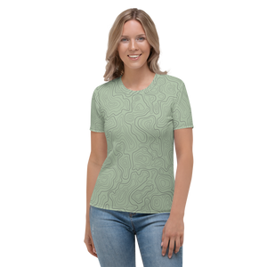 All Over Print T-Shirt - topographical map (green)