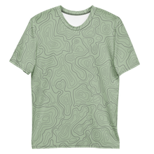 Load image into Gallery viewer, All Over Print T-Shirt - topographical map (green)
