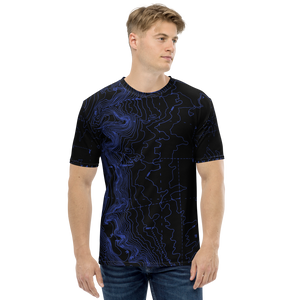 All Over Print T-Shirt - map contours (blue)